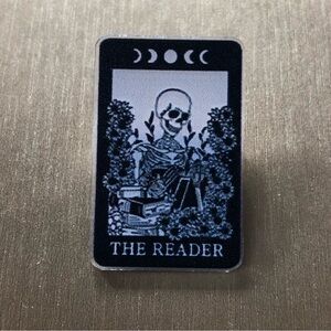 Black and White 'The Reader' Acrylic Pin